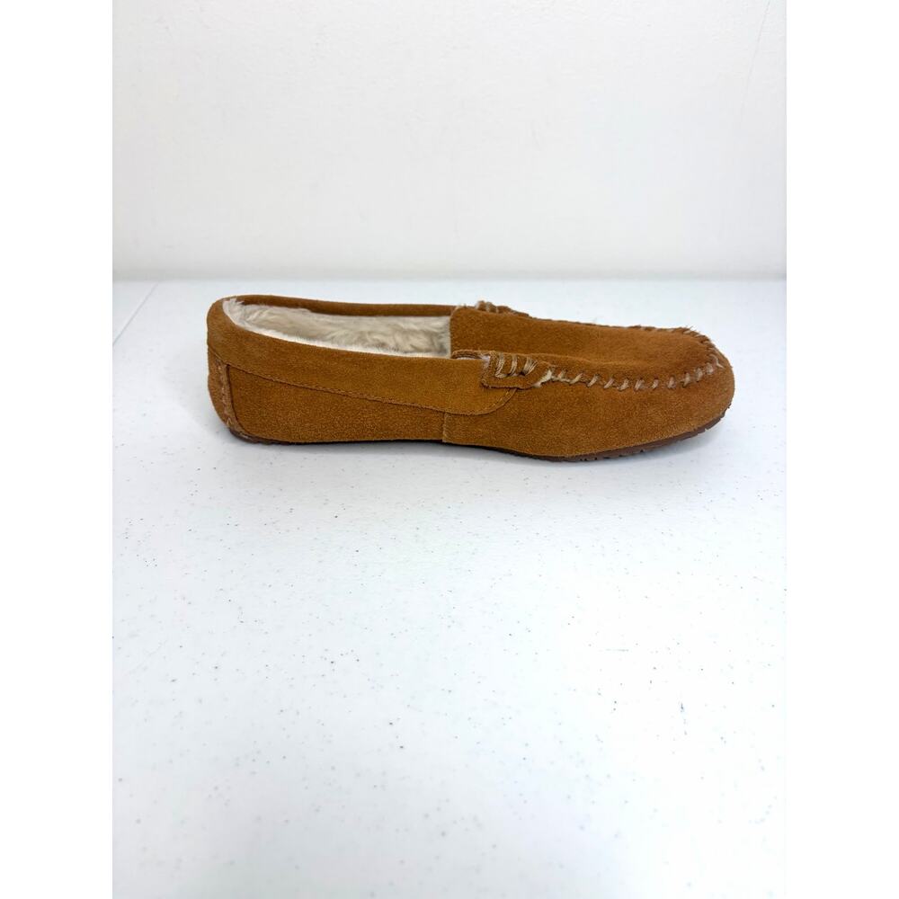 Lands' End Women's Fuzzy Lined Suede Moccasin Slippers Sz 7 Comfort Cabincore - Picture 6 of 10